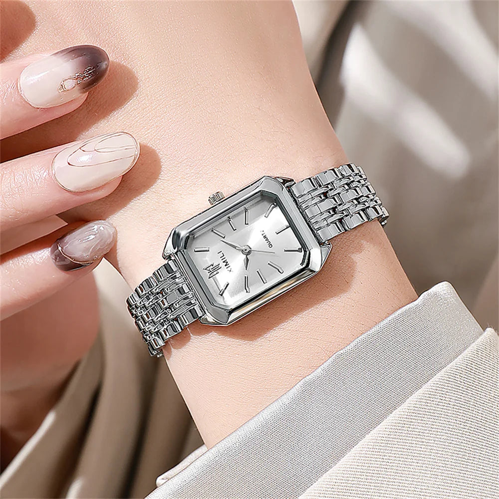 Ladies Watch Luxury Gold Square Simple Luxury Quartz Watch Fashion Stainless Steel Women'S Business Clock Dress Gift Watches