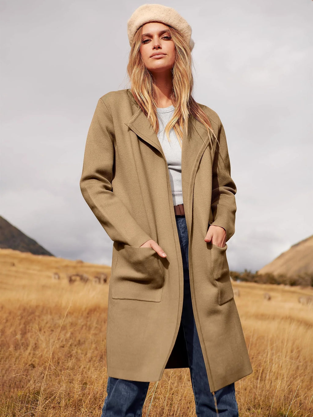 Womens Fall Jackets Oversized Trench Coat Open Front Casual Long Cardigan Sweater Clothing