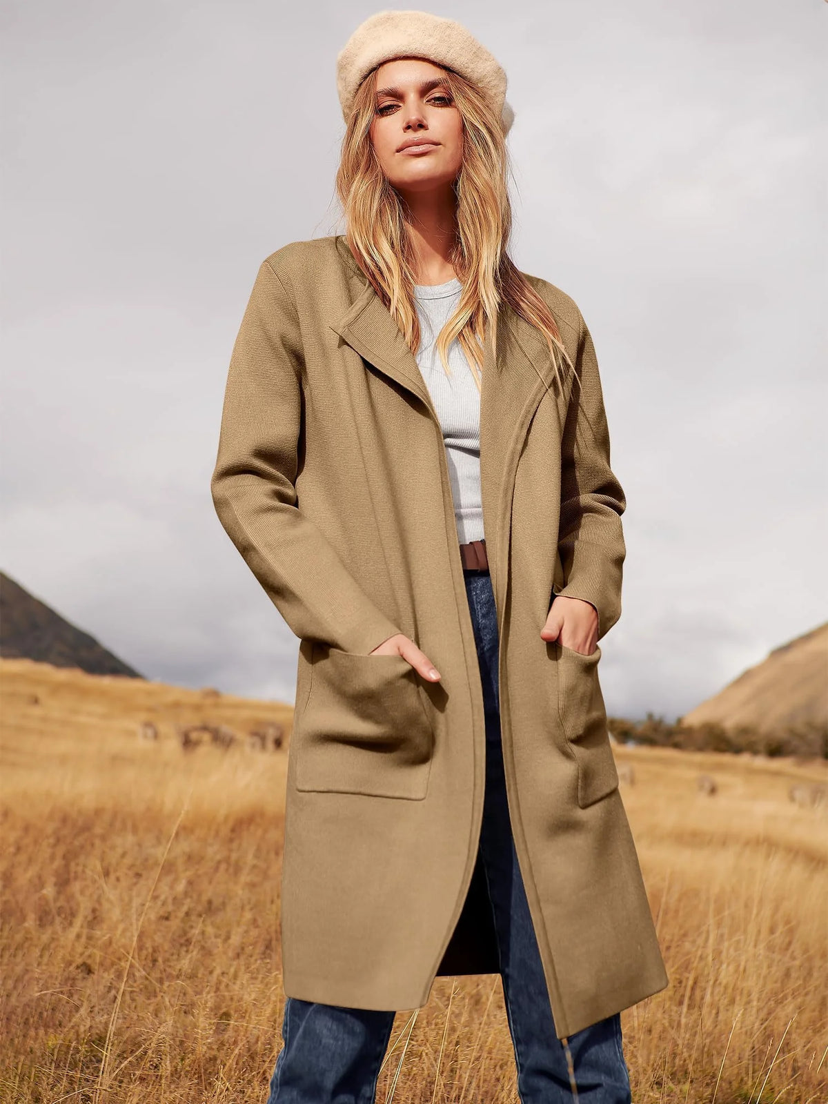 Womens Fall Jackets Oversized Trench Coat Open Front Casual Long Cardigan Sweater Clothing