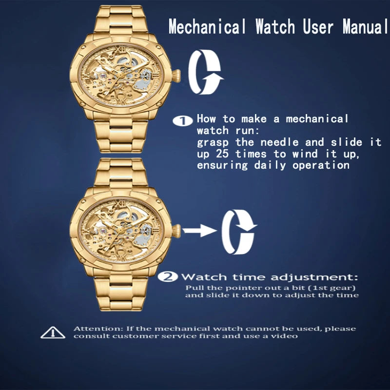 Men Automatic Watch Luxury Mechanical Watches Waterproof Skeleton Wholesale Stainless Steel Gift Watch