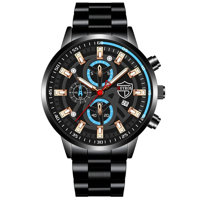 Fashion Men'S Watch Luxury Men'S Black Sports Quartz Watch Men'S Business Casual Watch Gift for Father