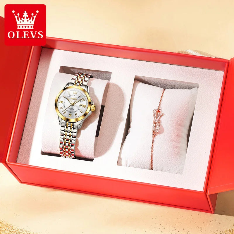 3620 Women Watch Luxury Brand Diamond Quartz Watch Fashion Automatic Calendar Waterproof Women Watch Bracelet Set Reloj