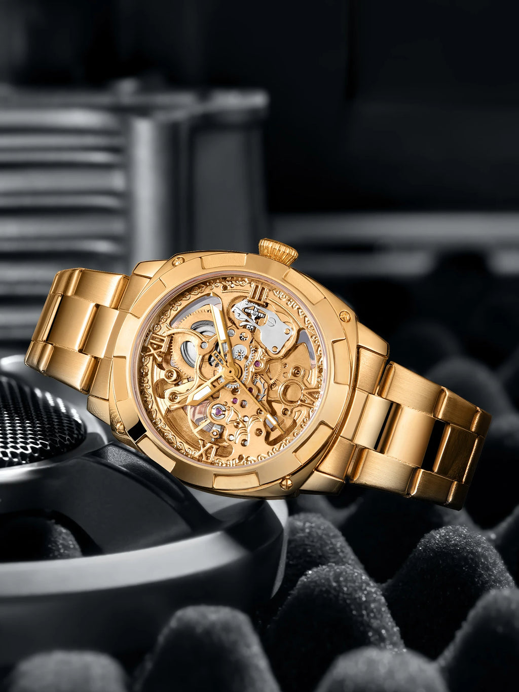 Men Automatic Watch Luxury Mechanical Watches Waterproof Skeleton Wholesale Stainless Steel Gift Watch