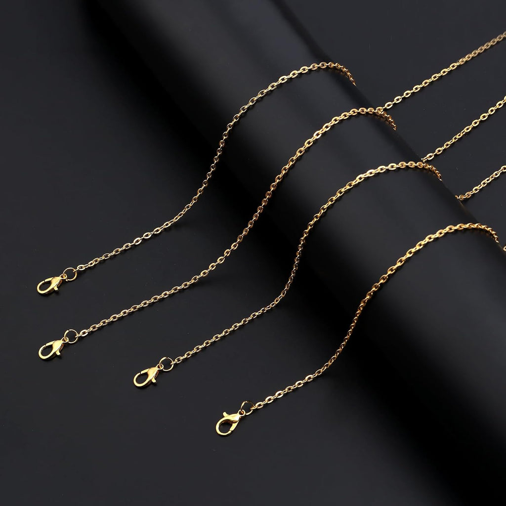 24 Pcs Necklace Chains Bulk,Gold Plated Chains for Jewelry Making