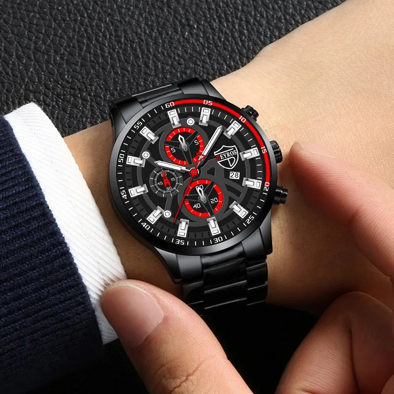 Fashion Men'S Watch Luxury Men'S Black Sports Quartz Watch Men'S Business Casual Watch Gift for Father