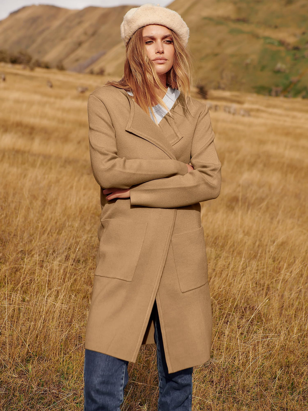 Womens Fall Jackets Oversized Trench Coat Open Front Casual Long Cardigan Sweater Clothing