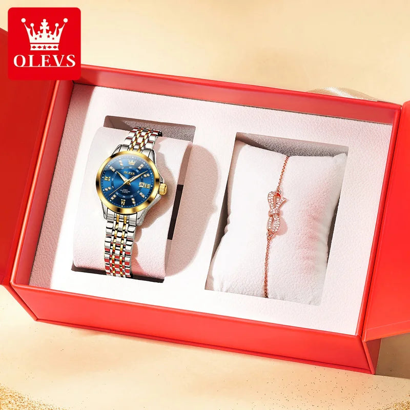 3620 Women Watch Luxury Brand Diamond Quartz Watch Fashion Automatic Calendar Waterproof Women Watch Bracelet Set Reloj