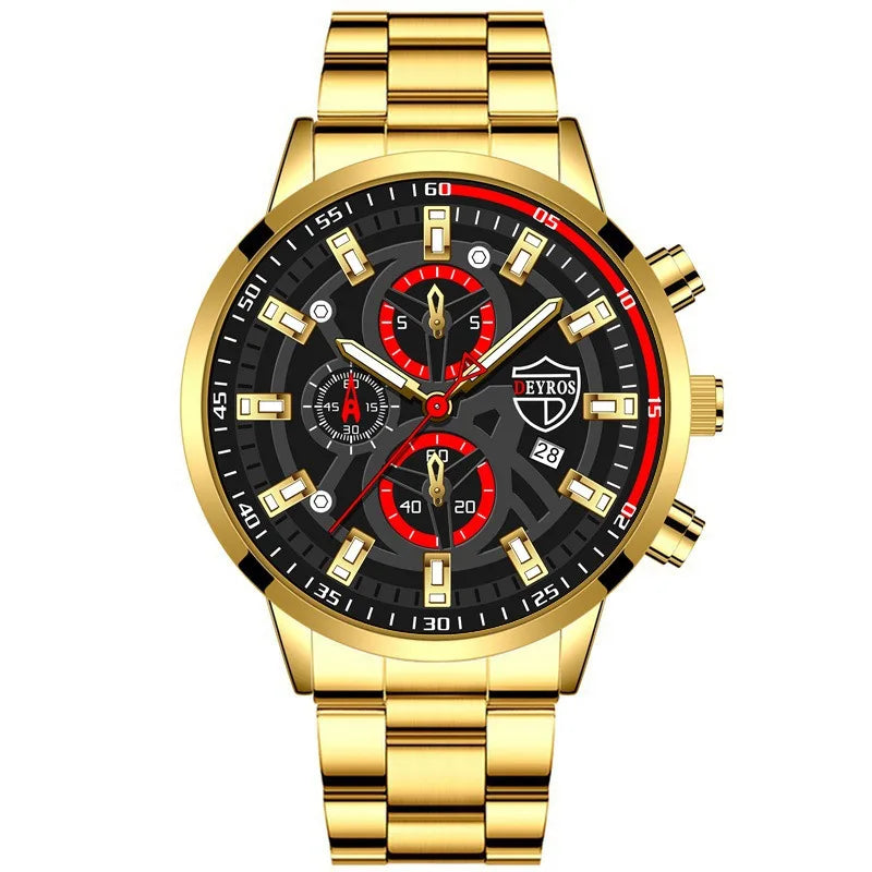 Fashion Men'S Watch Luxury Men'S Black Sports Quartz Watch Men'S Business Casual Watch Gift for Father