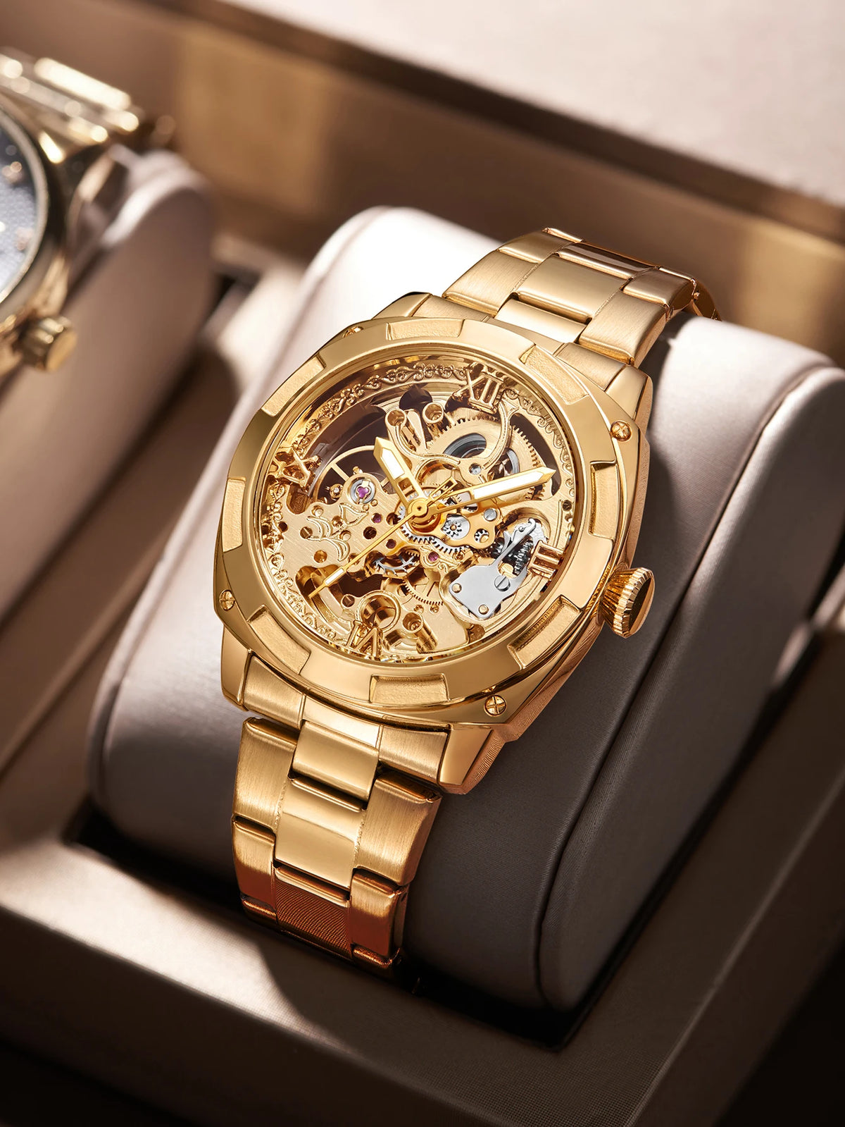Men Automatic Watch Luxury Mechanical Watches Waterproof Skeleton Wholesale Stainless Steel Gift Watch