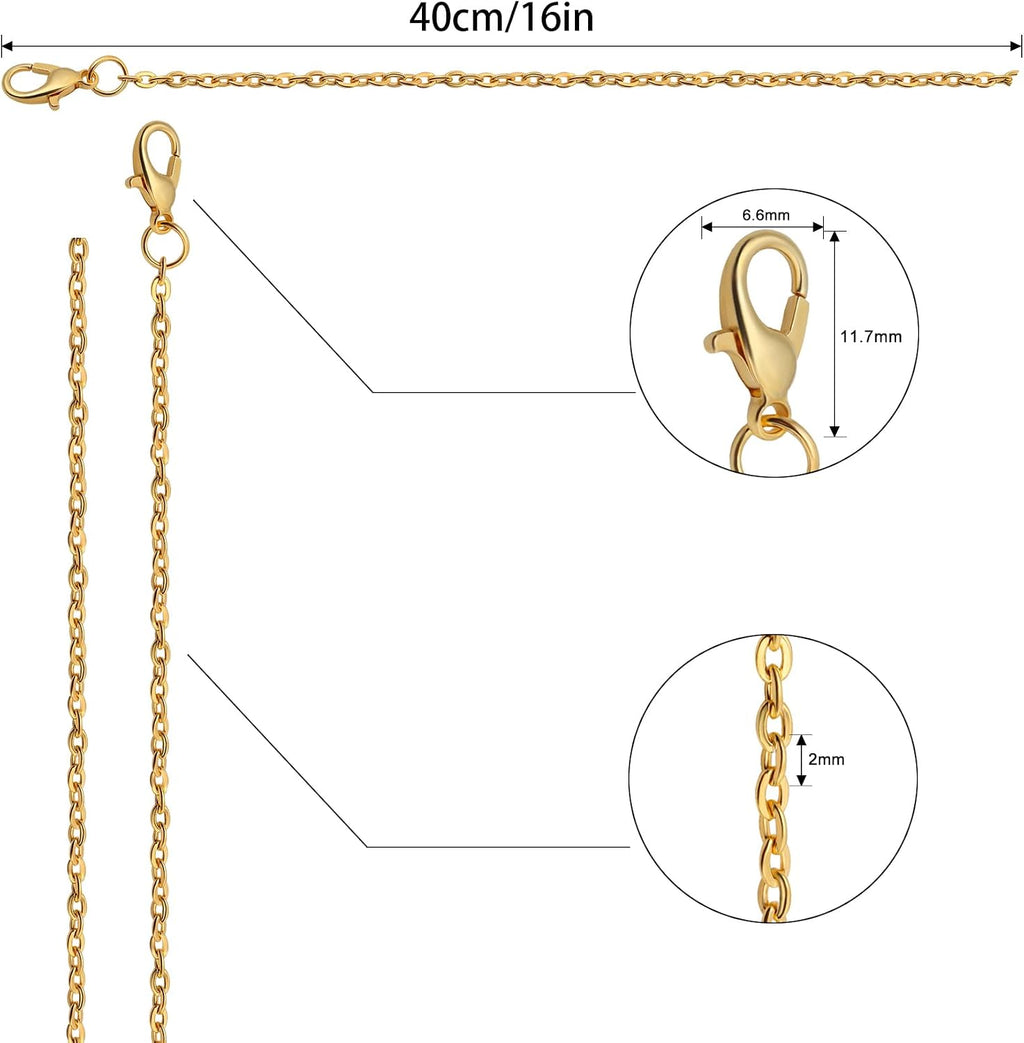 24 Pcs Necklace Chains Bulk,Gold Plated Chains for Jewelry Making