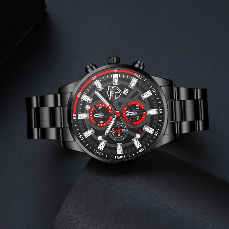 Fashion Men'S Watch Luxury Men'S Black Sports Quartz Watch Men'S Business Casual Watch Gift for Father