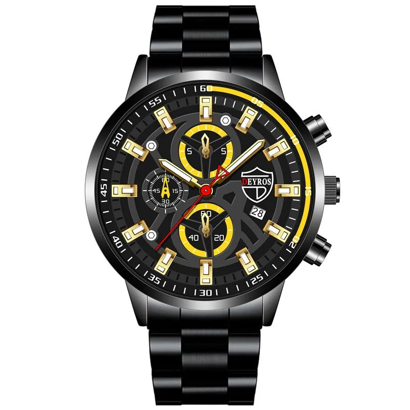 Fashion Men'S Watch Luxury Men'S Black Sports Quartz Watch Men'S Business Casual Watch Gift for Father