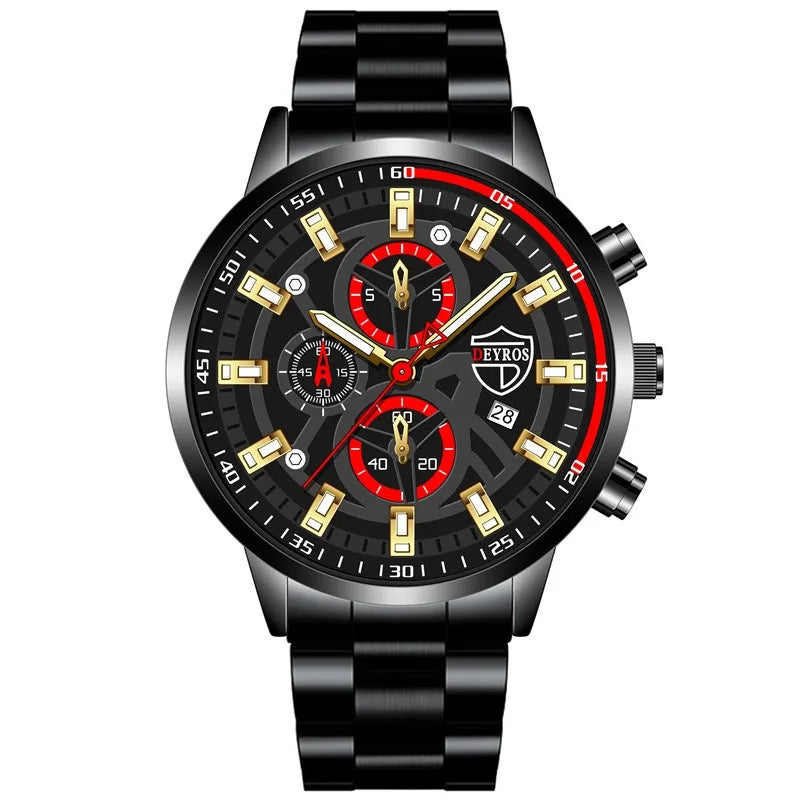 Fashion Men'S Watch Luxury Men'S Black Sports Quartz Watch Men'S Business Casual Watch Gift for Father