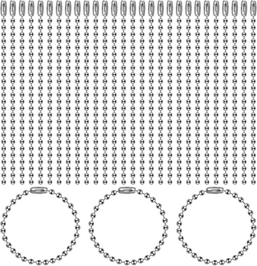 100Pcs Ball Bead Chains 4 Inch, Adjustable Metal Chains 2.4Mm, with Connectors - Keychain, Dog Tag Chains for Jewelry Making, DIY Craft Projects, Silver Color