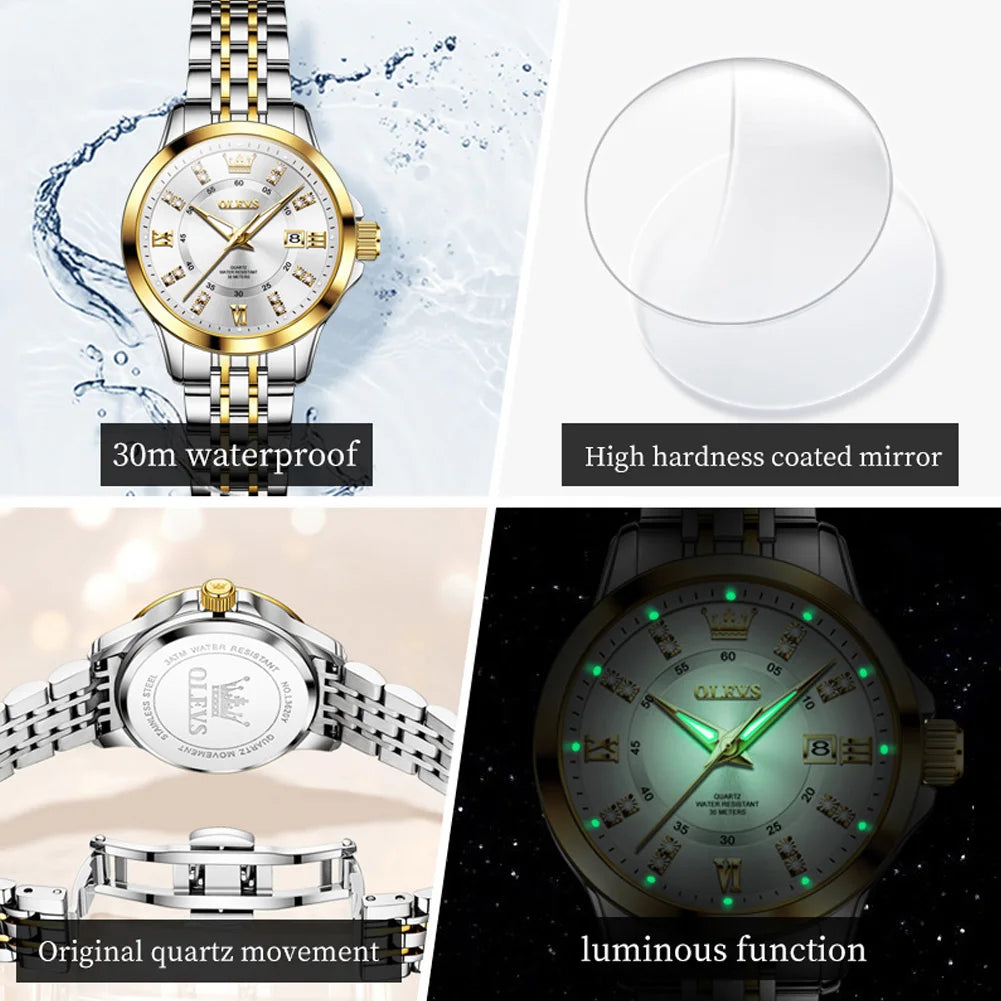 3620 Women Watch Luxury Brand Diamond Quartz Watch Fashion Automatic Calendar Waterproof Women Watch Bracelet Set Reloj