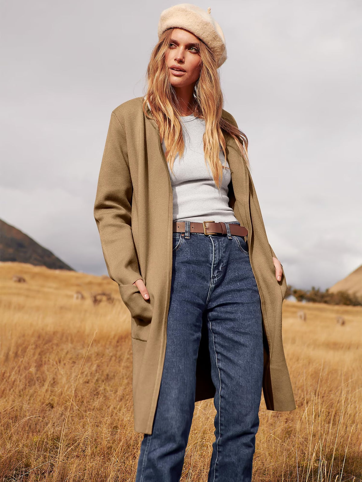 Womens Fall Jackets Oversized Trench Coat Open Front Casual Long Cardigan Sweater Clothing