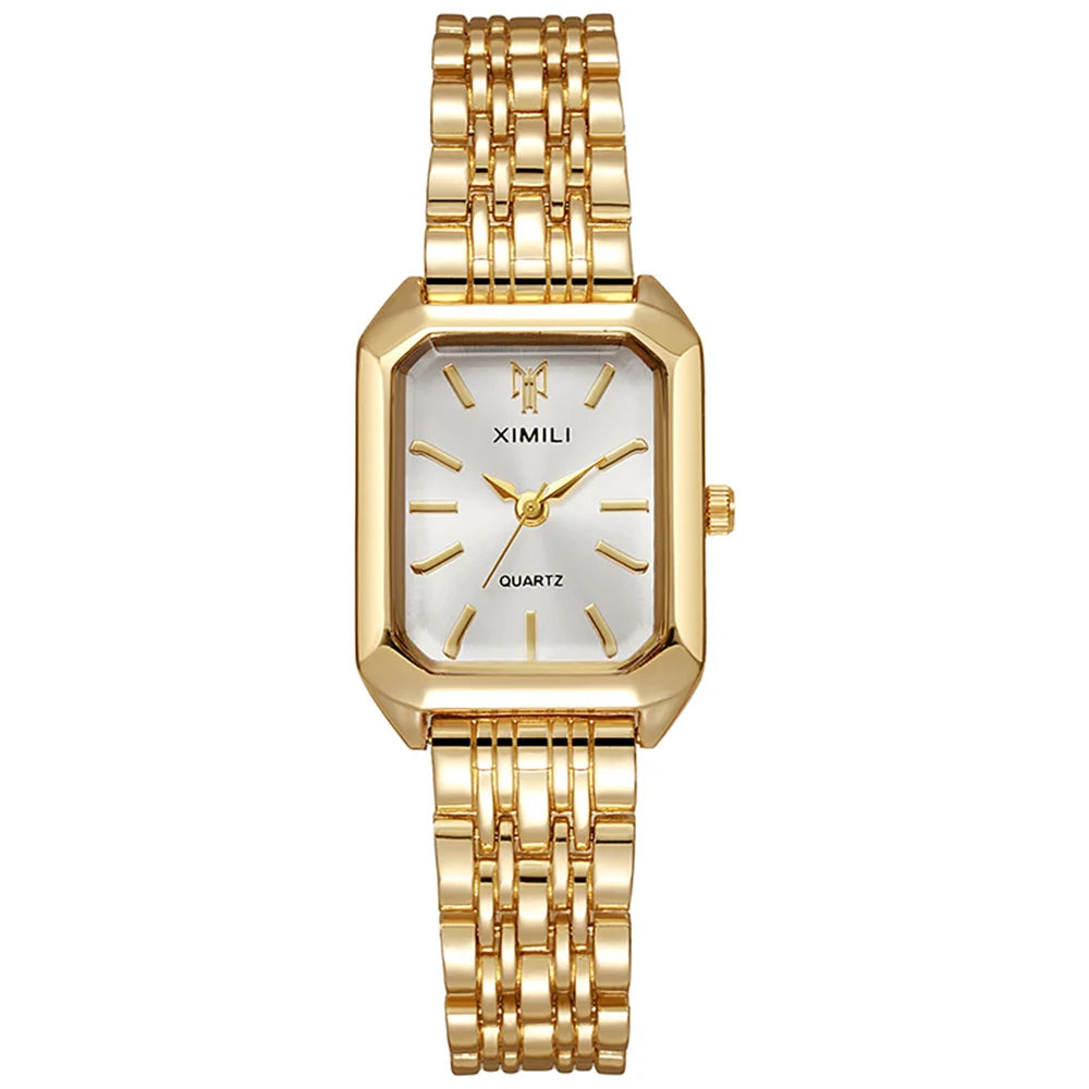 Ladies Watch Luxury Gold Square Simple Luxury Quartz Watch Fashion Stainless Steel Women'S Business Clock Dress Gift Watches