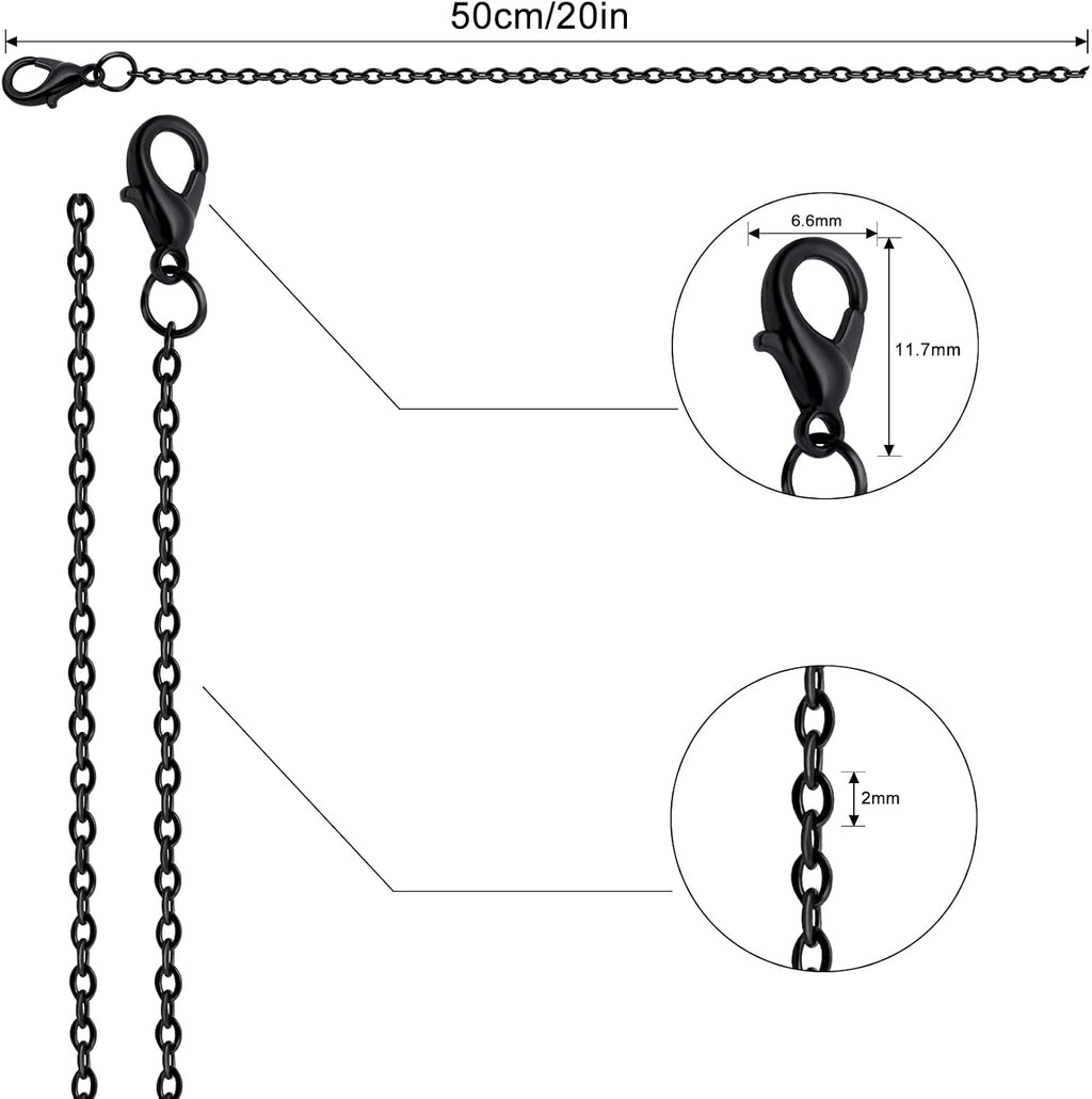 24 Pcs Necklace Chains Bulk,Black Chains for Jewelry Making