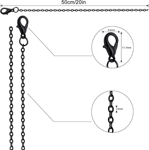 24 Pcs Necklace Chains Bulk,Black Chains for Jewelry Making