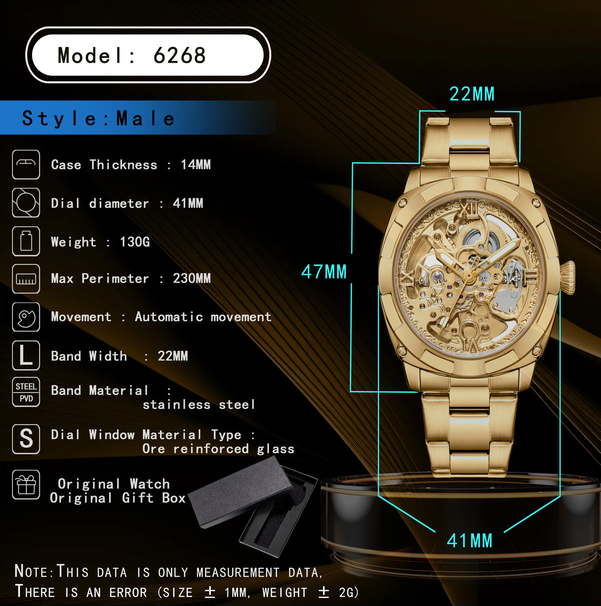 Men Automatic Watch Luxury Mechanical Watches Waterproof Skeleton Wholesale Stainless Steel Gift Watch