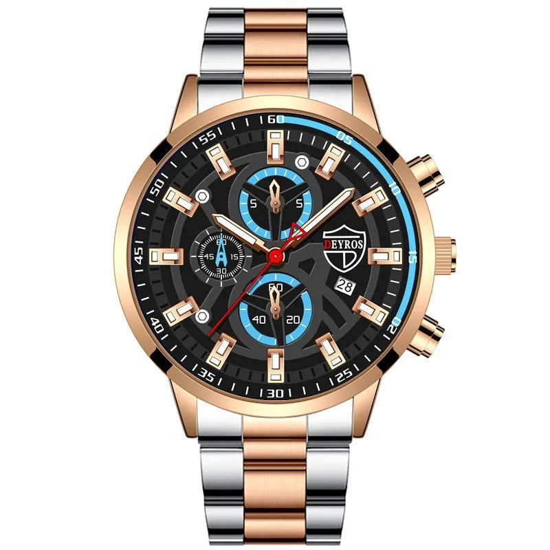 Fashion Men'S Watch Luxury Men'S Black Sports Quartz Watch Men'S Business Casual Watch Gift for Father