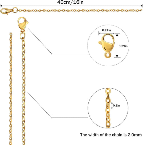 24Pcs Necklace Chains Bulk,18K Gold Stainless Steel Chains,16Inch