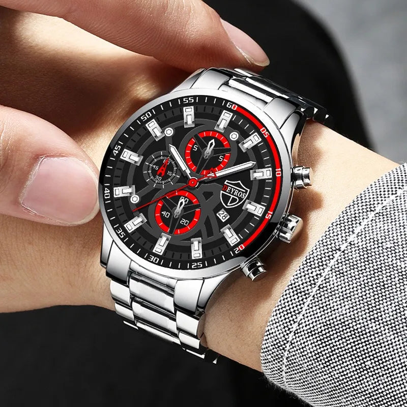 Fashion Men'S Watch Luxury Men'S Black Sports Quartz Watch Men'S Business Casual Watch Gift for Father