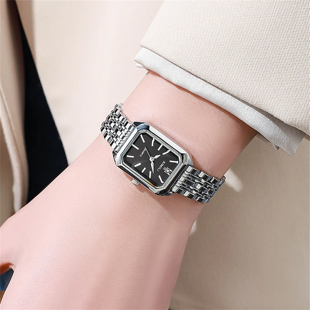 Ladies Watch Luxury Gold Square Simple Luxury Quartz Watch Fashion Stainless Steel Women'S Business Clock Dress Gift Watches
