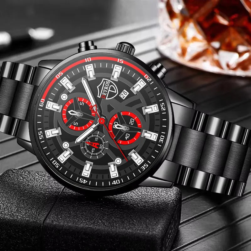 Fashion Men'S Watch Luxury Men'S Black Sports Quartz Watch Men'S Business Casual Watch Gift for Father