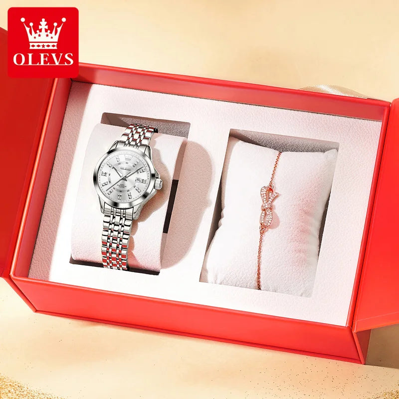 3620 Women Watch Luxury Brand Diamond Quartz Watch Fashion Automatic Calendar Waterproof Women Watch Bracelet Set Reloj