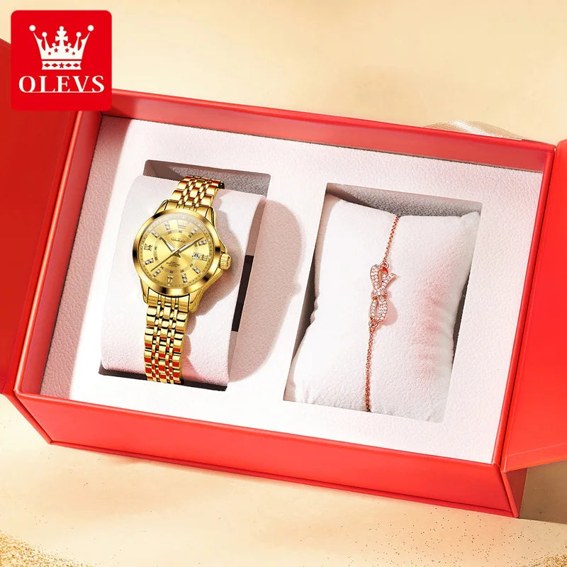 3620 Women Watch Luxury Brand Diamond Quartz Watch Fashion Automatic Calendar Waterproof Women Watch Bracelet Set Reloj