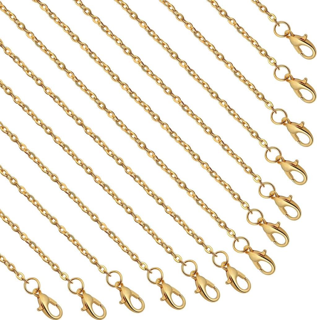 24 Pcs Necklace Chains Bulk,Gold Plated Chains for Jewelry Making