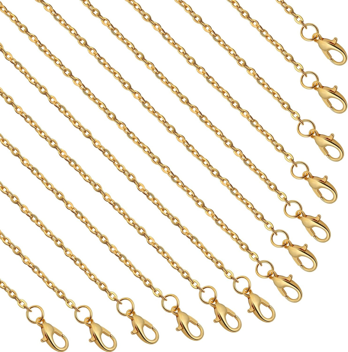 24 Pcs Necklace Chains Bulk,Gold Plated Chains for Jewelry Making