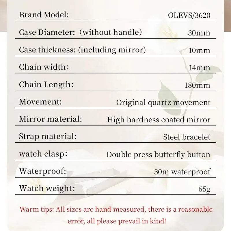 3620 Women Watch Luxury Brand Diamond Quartz Watch Fashion Automatic Calendar Waterproof Women Watch Bracelet Set Reloj