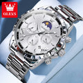 Fashion Brand Men'S Watch Waterproof and Luminous Calendar Lunar Phase Timing Code Watch Luxury Sports Men'S Quartz Watch